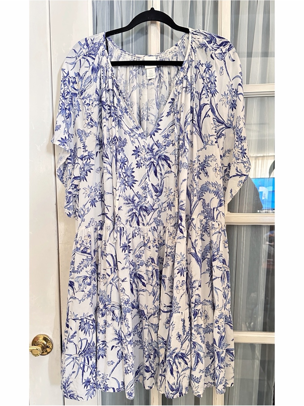 H&M Blue and White Floral Dress